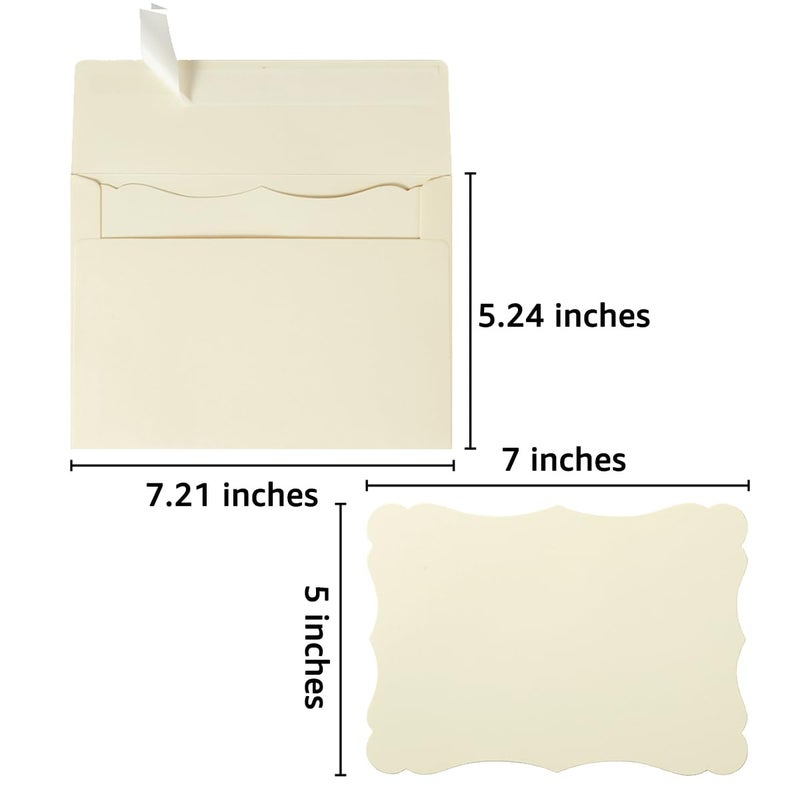 Toperd 100 Pack A7 Envelopes with Colorful Blank 5 x 7 Cards Self-Adhesive Business Envelopes Invitations Cards Envelopes (Cream, A7) - Image 2